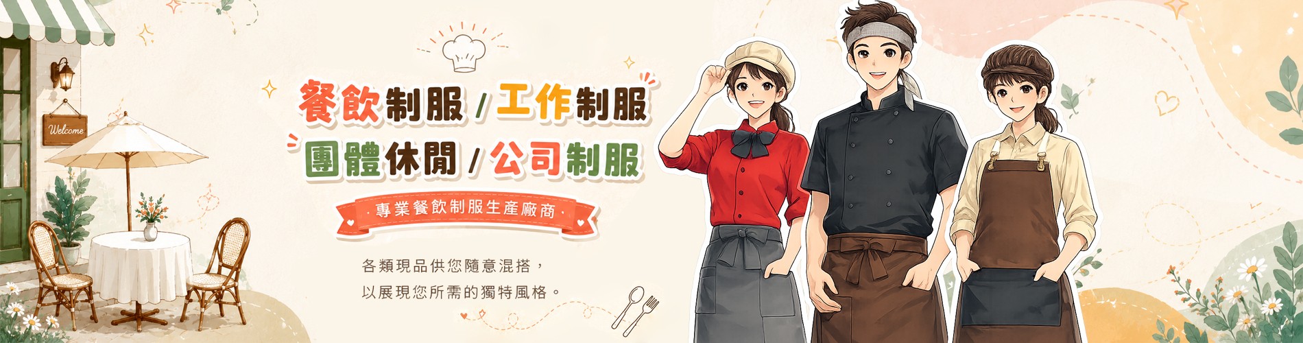 餐飲服 餐飲制服 工作服 外場制服 圍裙 皮革圍裙 廚師服 現貨